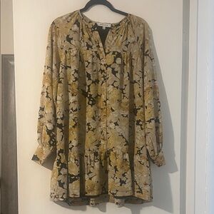 Moodie Floral Button-Up Blouse - Black, Cream, Gold
